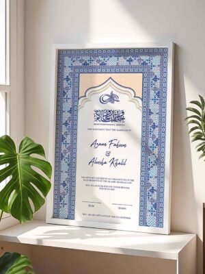 Customized Nikah Nama Frame Turkish Style - White - The Framers