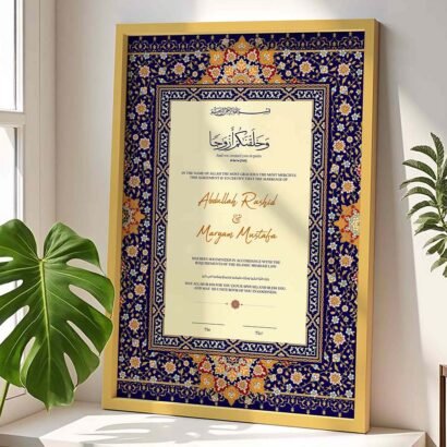 Luxury Marriage Certificate Frame for Muslim Weddings - Customizable - Gold - The Framers