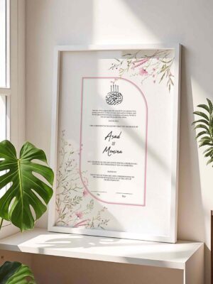 Personalized Muslim Wedding Gift Minimal Nikkah Certificate Frame - White - The Framers