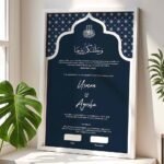 Customised Muslim Wedding Contract Frame - Navy Blue Katb Kitab