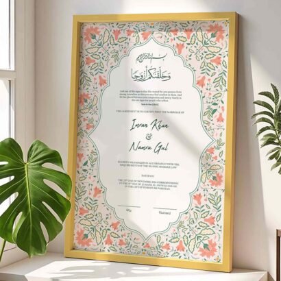 Nikkah Gifts for Bride-Groom Customized Wedding Contract Frame - Gold - The Framers