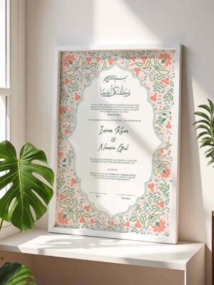 Nikkah Gifts for Bride-Groom Customized Wedding Contract Frame - White - The Framers