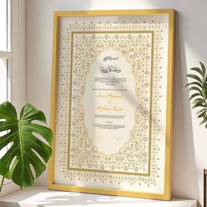 Luxurious Nikah Certificate Frame for Couples - Customizable - Gold - The Framers