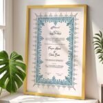 Modern Nikahnama Frame Blue and White Wedding Contract