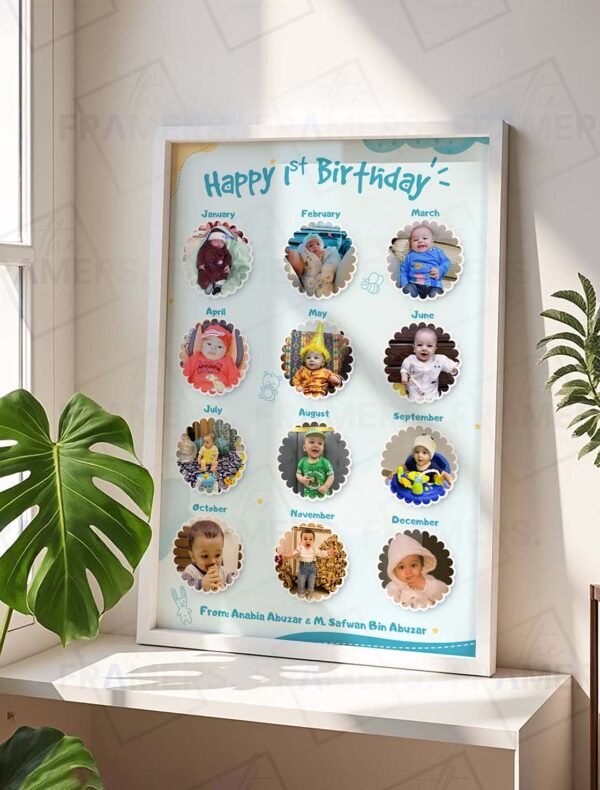 1st Birthday Gift - 12 Months Baby Photo Frame - The Framers