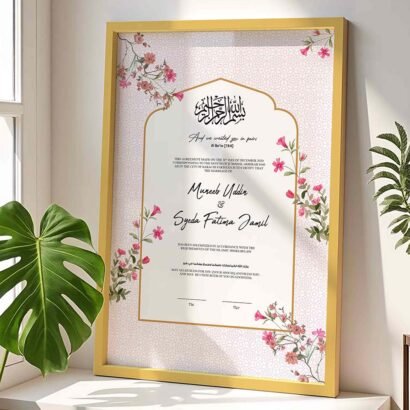 Modern Chic Nikkah Contract Frame - Customizable - Gold - The Framers