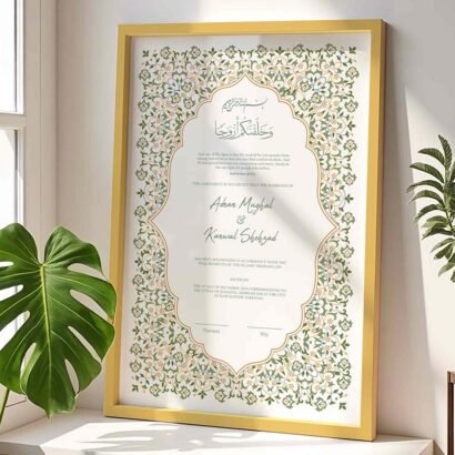 Premium Nikah Contract Frame - Customizable - Gold - The Framers