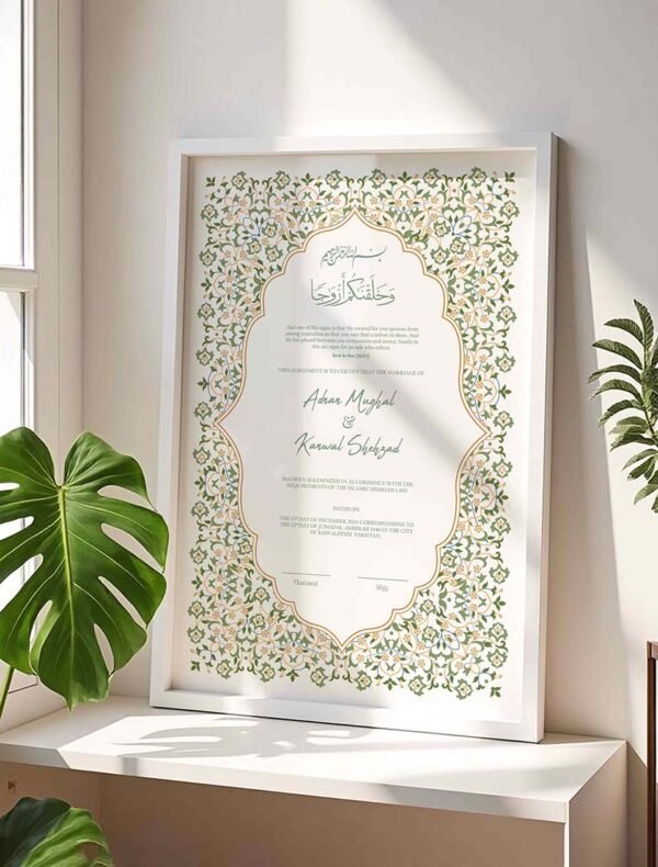 Premium Nikah Contract Frame - Customizable - White - The Framers