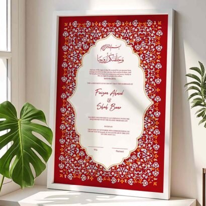 Premium Red Wedding Contract Frame - Customizable - White - The Framers