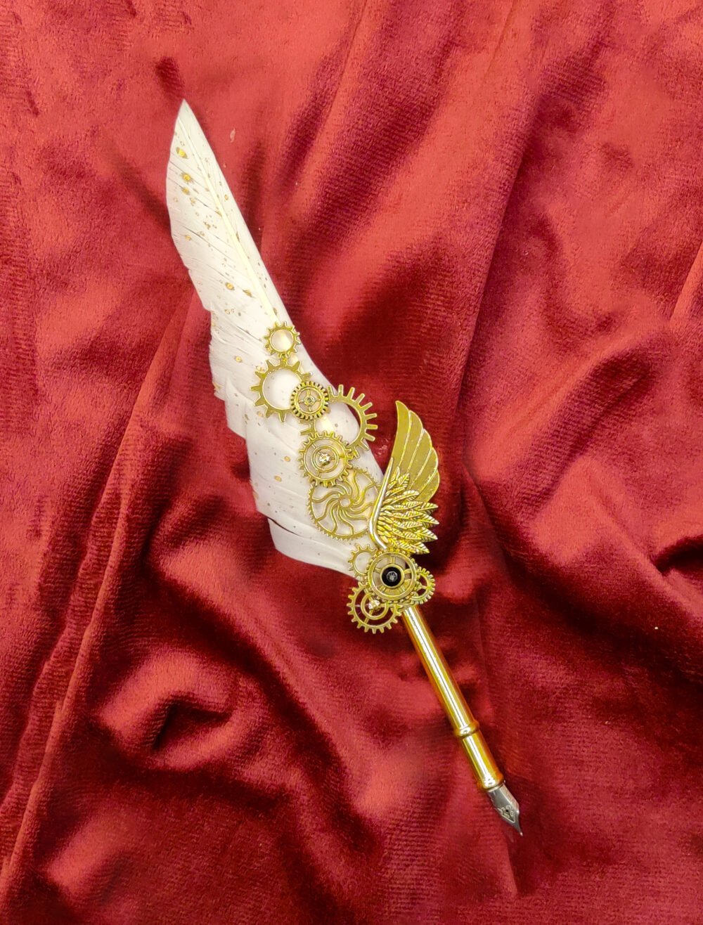 Quill Feather Pen Metallic White Gold Nikkah Dip Pen