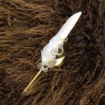 Quill Feather Pen Metallic White Gold Nikkah Dip Pen - the framers