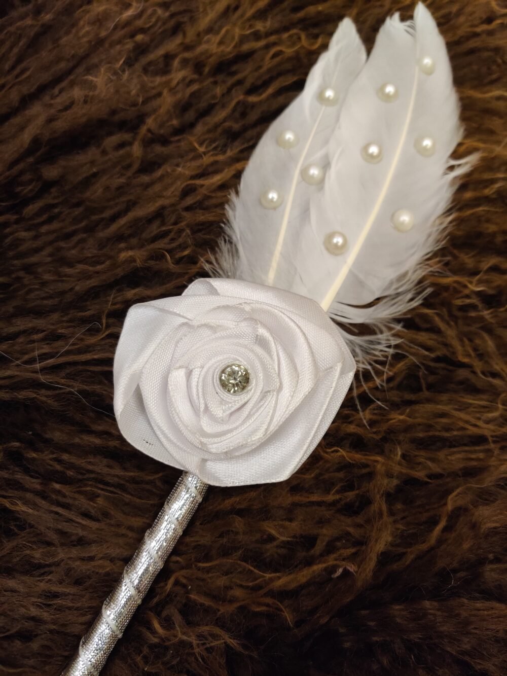 Handmade White Nikkah Pen with Flower