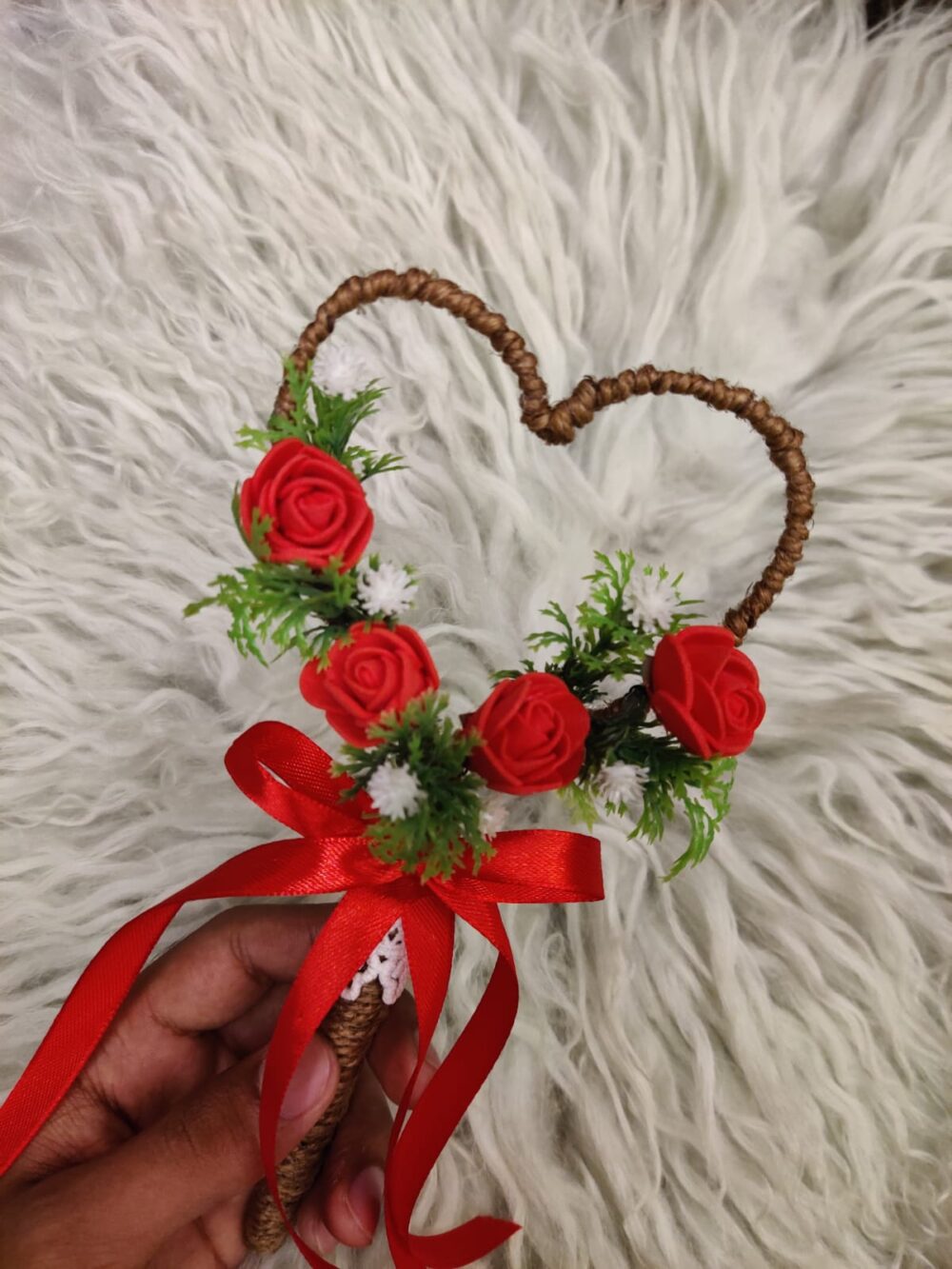 Jute Pen with Red Flowers