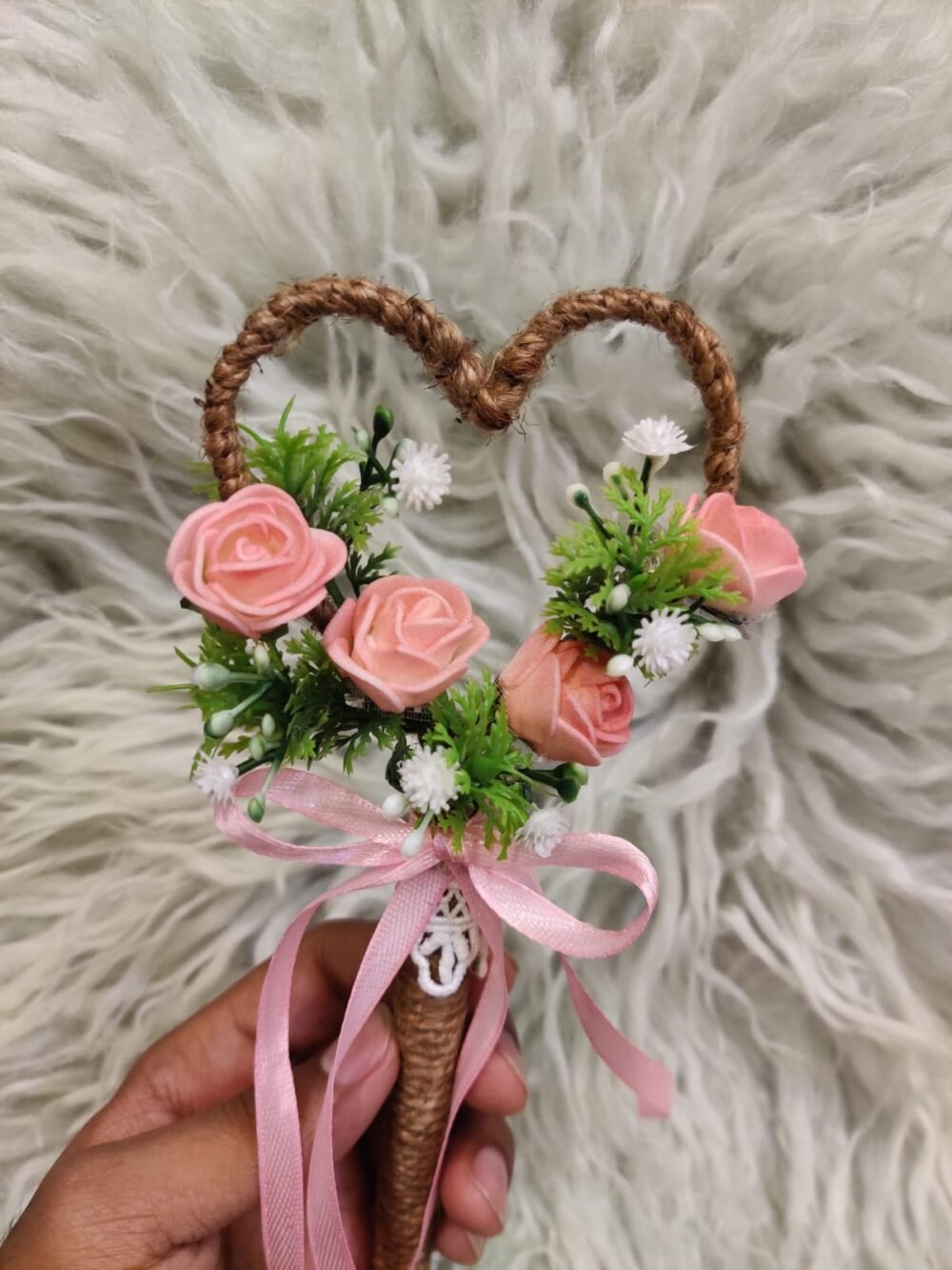 Handmade Jute Nikkah Pen with Flowers