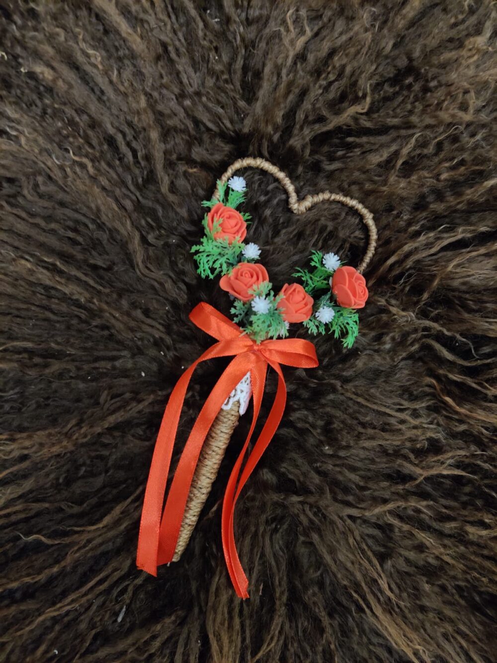 Jute Pen with Red Flowers