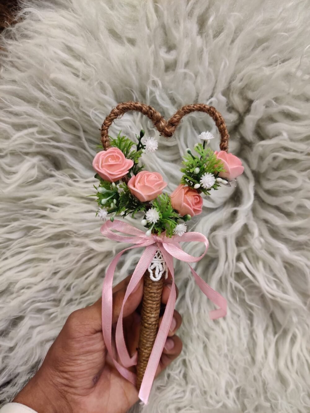 Handmade Jute Nikkah Pen with Flowers