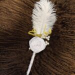 White Ribbon Flower Nikkah Pen and Feather