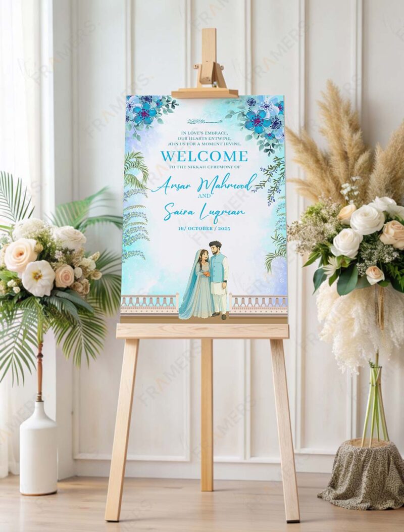 Personalized Custom Illustration Welcome Board (Engagement & Nikkah)