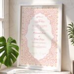Pink Floral Islamic Nikkah Certificate with White Frame