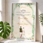 Sage green Nikah Nama white frame