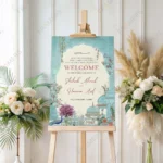 blue-mughal-garden-nikkah-welcome-board-peacock-arch-2