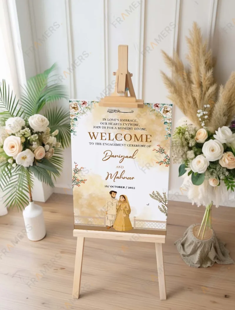 gold-watercolor-engagement-welcome-board-couple-illustration-1