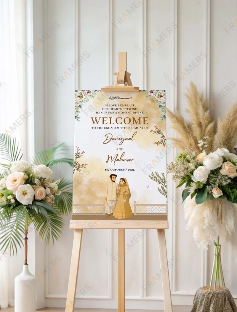 gold-watercolor-engagement-welcome-board-couple-illustration-2