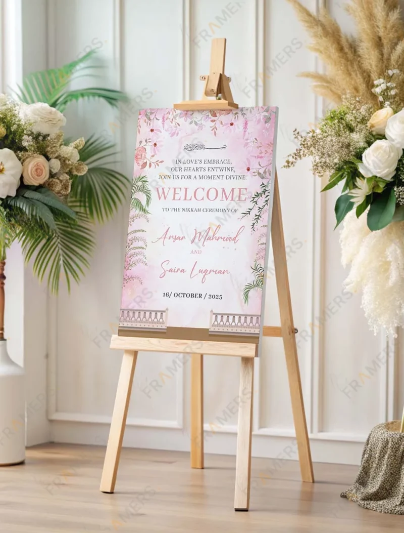 pink-wisteria-floral-arch-nikkah-welcome-board-1