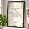 Custom marriage agreement frame in maroon with checklist format