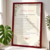 Personalized wedding contract frame in gold with checkbox design