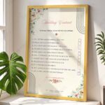 Marriage contract checklist frame in black with wildflower art