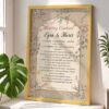 Cherry blossom vine wedding contract in natural wood frame with Islamic arch