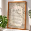 Custom marriage agreement frame in maroon with cherry blossom design