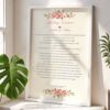 Minimalist wedding contract print in white wooden frame