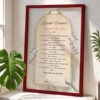 Peacock daisy bridal wedding contract in natural wood frame with golden archways