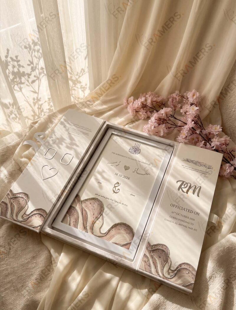 Agate Tri-Fold Nikkah Booklet, angled view