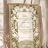 Art Nouveau Sage Lily Nikkah Certificate in oak wood frame
