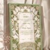 Art Nouveau Sage Lily Nikkah Certificate in olive green frame