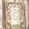 Art Nouveau Sage Lily Nikkah Certificate in peach pink frame