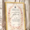 Cherry Blossom Watercolor Nikkah Certificate in fancy golden frame