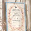 Cherry Blossom Watercolor Nikkah Certificate in ice blue frame