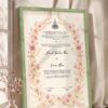 Cherry Blossom Watercolor Nikkah Certificate in olive green frame