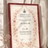 Cherry Blossom Watercolor Nikkah Certificate in royal cherry frame