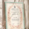 Cherry Blossom Watercolor Nikkah Certificate in soft sea green frame