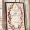 Crimson Blossom Wreath Nikkah Certificate in fancy black frame