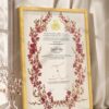 Crimson Blossom Wreath Nikkah Certificate in fancy golden frame