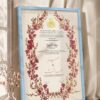 Crimson Blossom Wreath Nikkah Certificate in modern ice blue frame