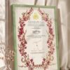 Crimson Blossom Wreath Nikkah Certificate in olive green frame