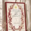 Crimson Blossom Wreath Nikkah Certificate in rich royal cherry frame