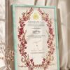Crimson Blossom Wreath Nikkah Certificate in soft sea green frame